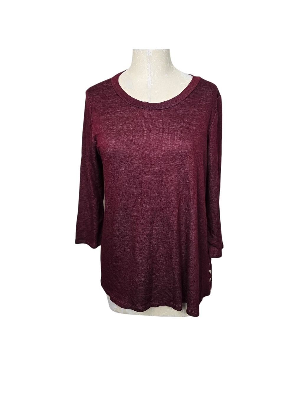 Papermoon Stitch Fix Marisol Maroon 3/4 Sleeves Knit Polka Dot Top M